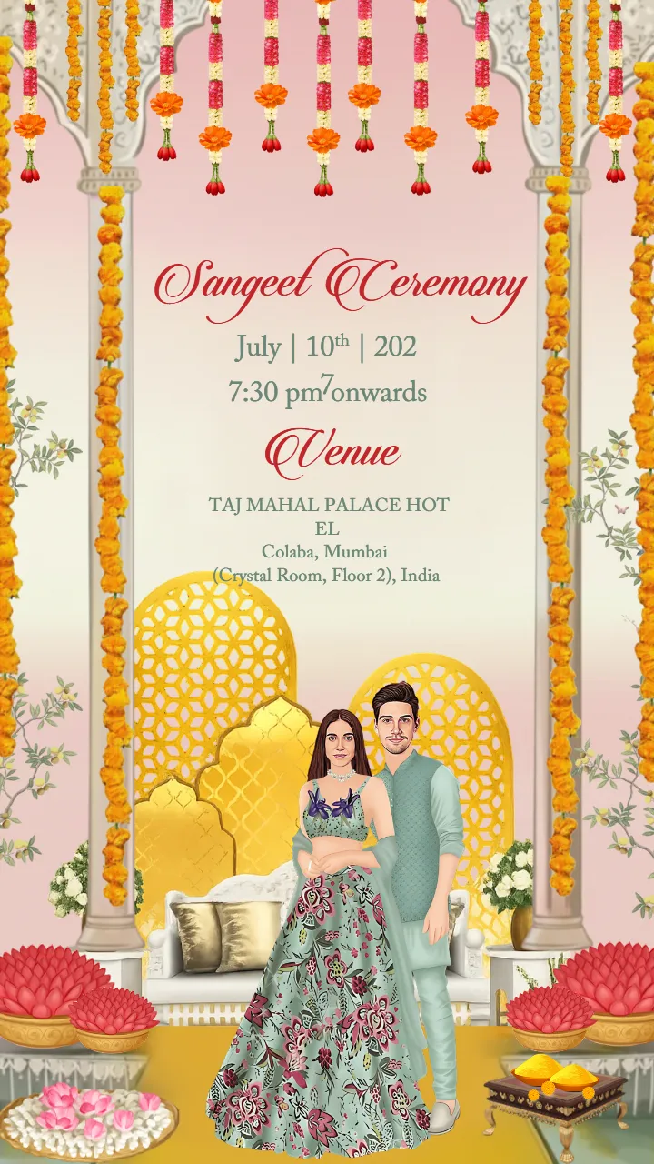 Beautiful Wedding Invitation Video with Caricature Theme