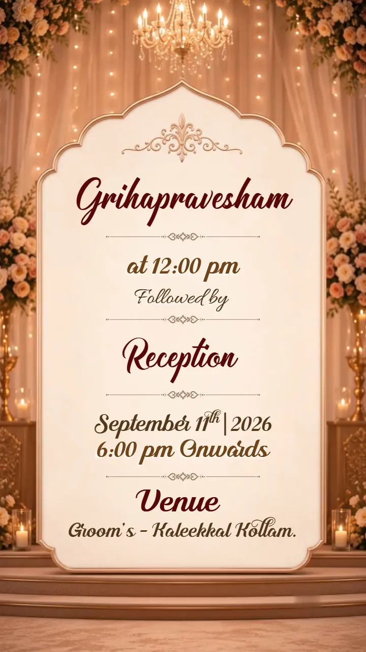 3D Malayalam Wedding Invitation Video for Kerala Wedding