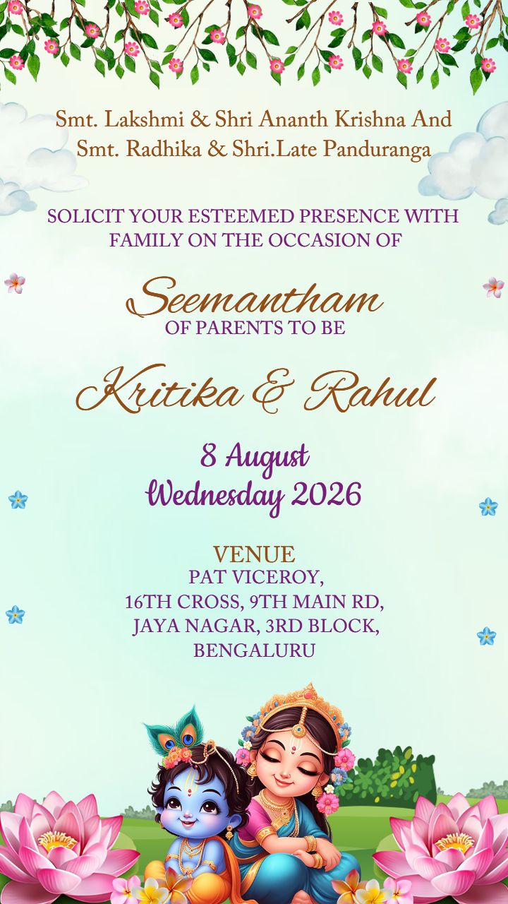 Einvite Video Of Seemanthan Function With Lotus And Krishna