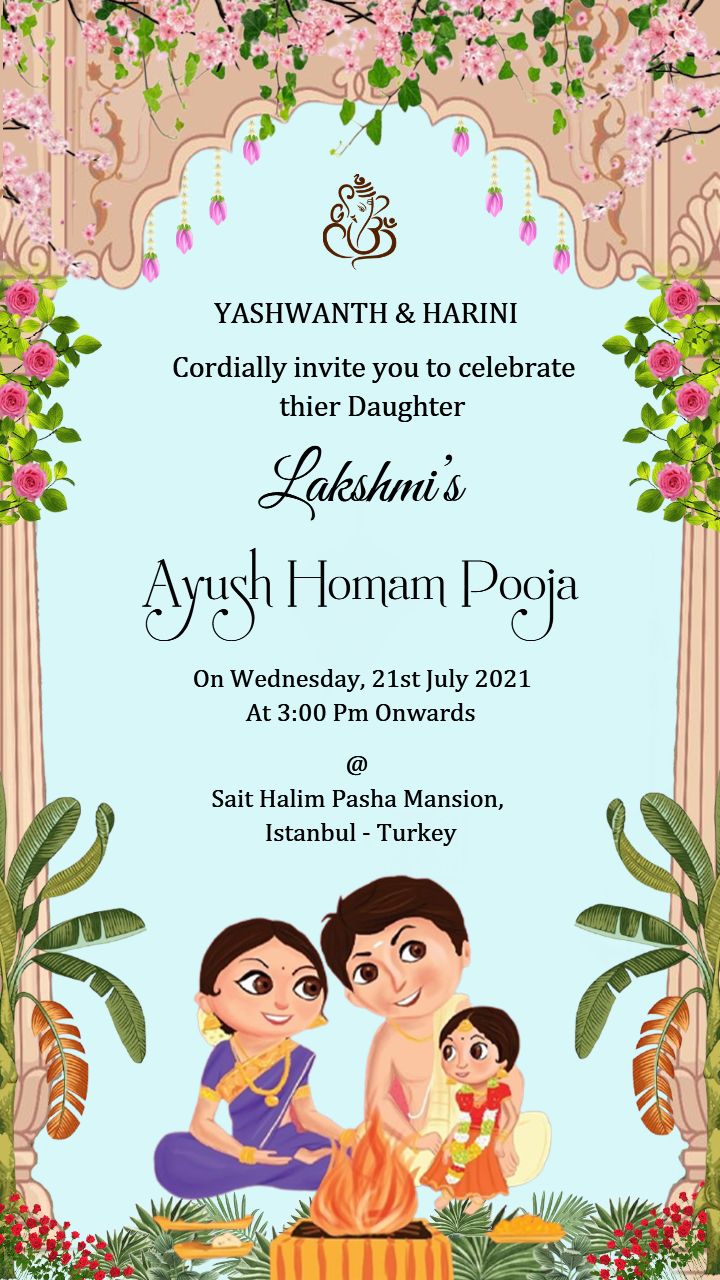 Ayush Homam Invite Template Lite Blue Theme