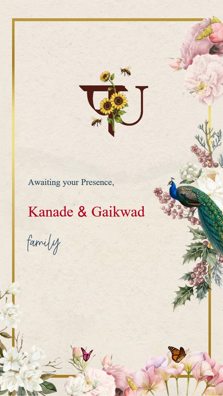 Wedding Invitation Video Floral Peacock Theme