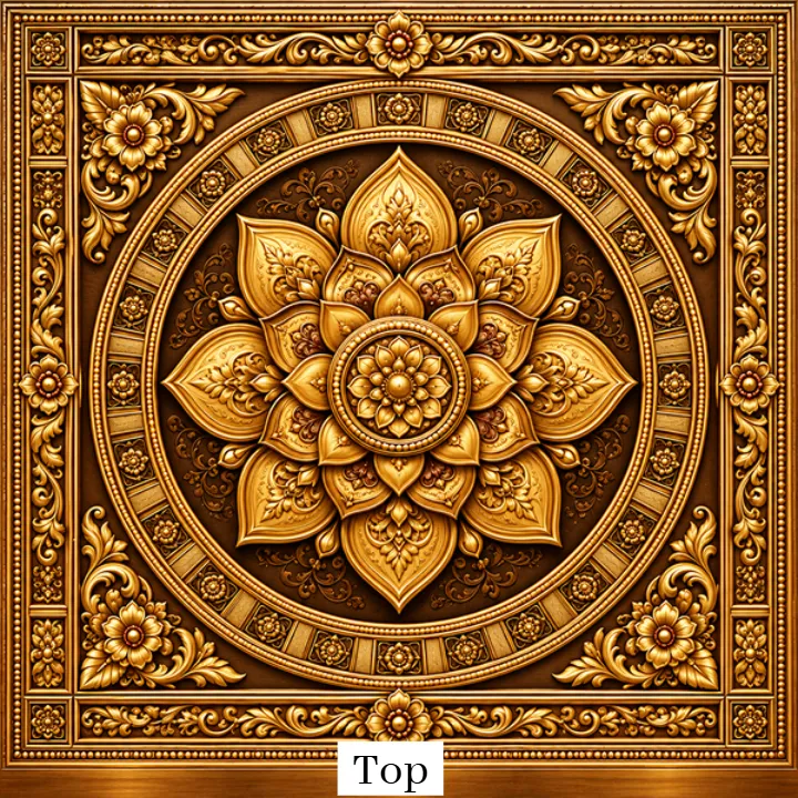 3D Ganesh Mandap Golden Floral Backdrop Design Collection