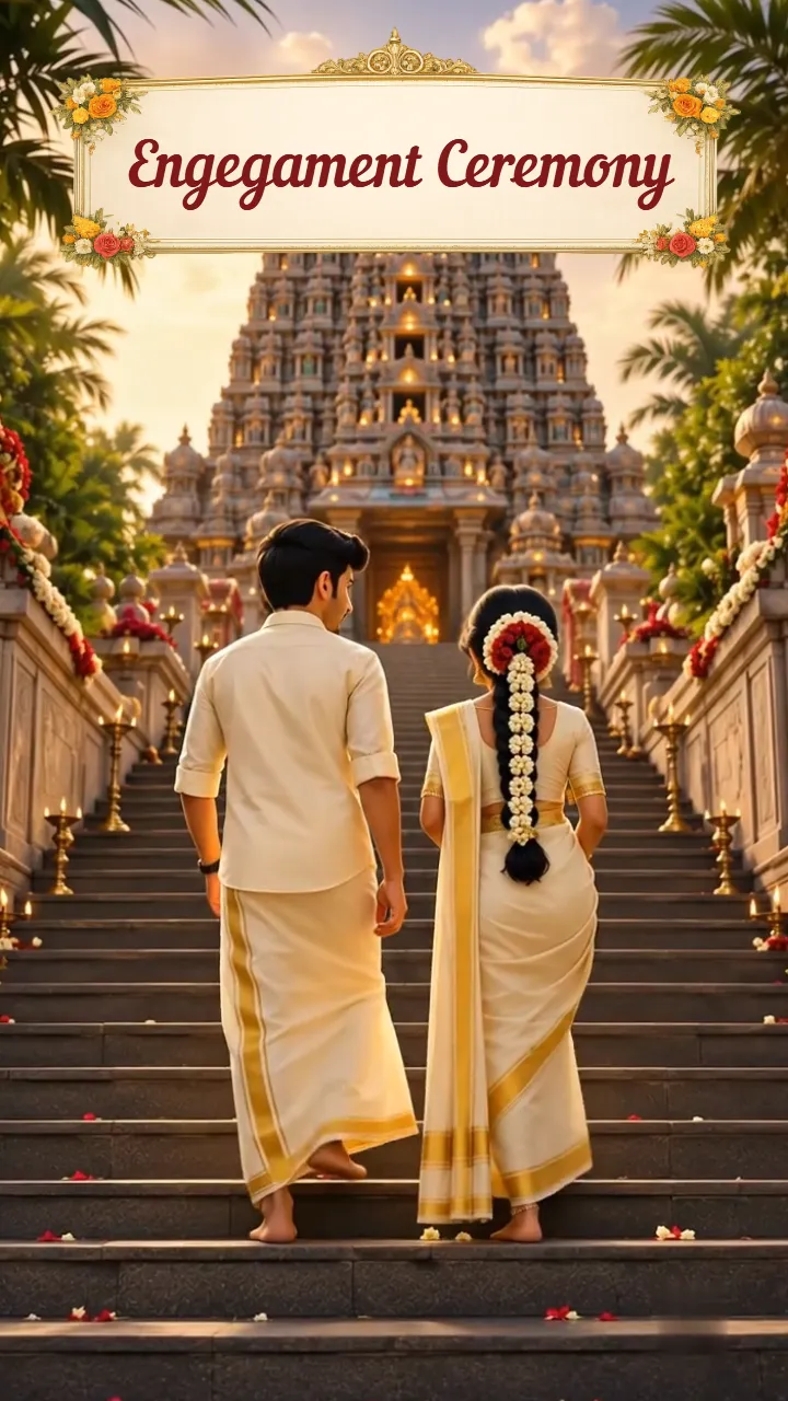Temple Theme 3D South Indian Engagement Invitation Video