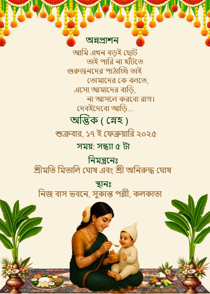 Annaprashan Invitation Template in Bengali Look