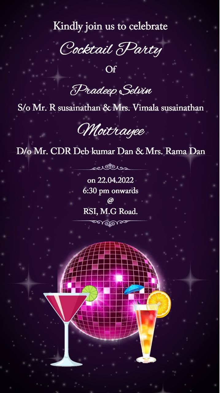 Stylish Purple Cocktail Party Invitation Template Design