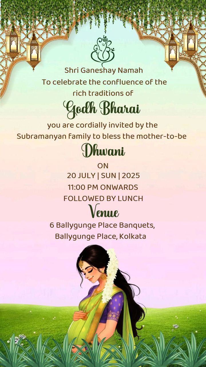Elegant Invite Template For Godh Bharai with Mother Design