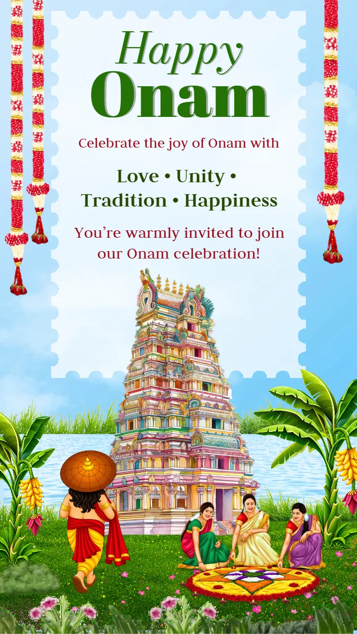 Onam Invitation Video English With Customizable Designs