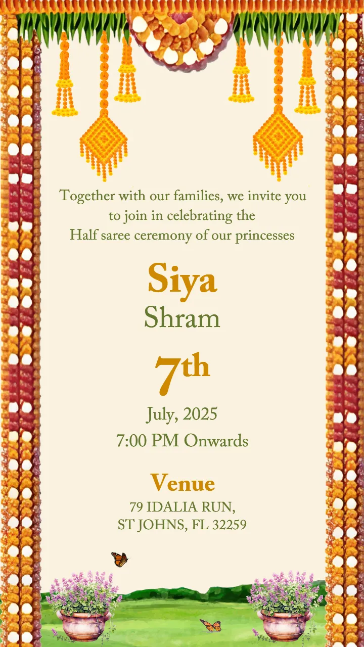 Puberty Ceremony Invitation Video for Half Saree Event