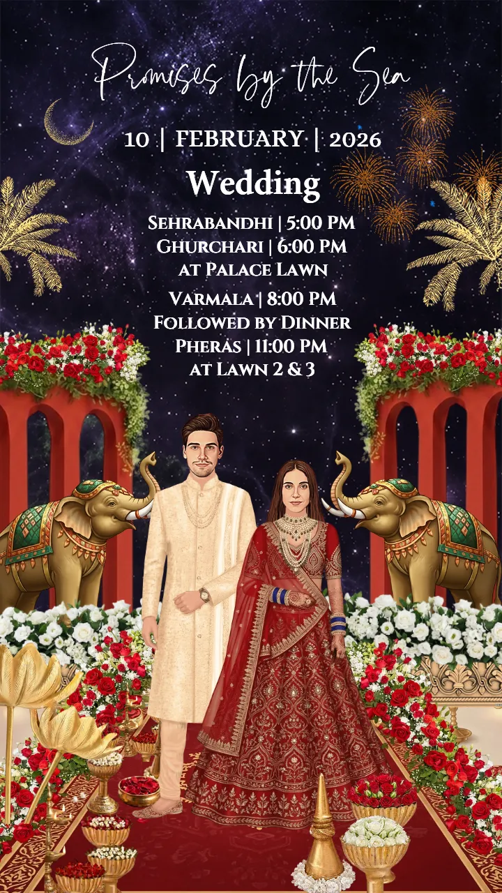 Wedding Invitation Video with Starlit Wedding Night Theme