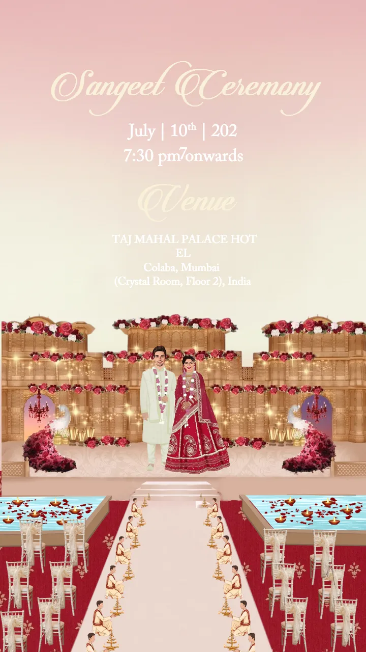 Beautiful Wedding Invitation Video with Caricature Theme