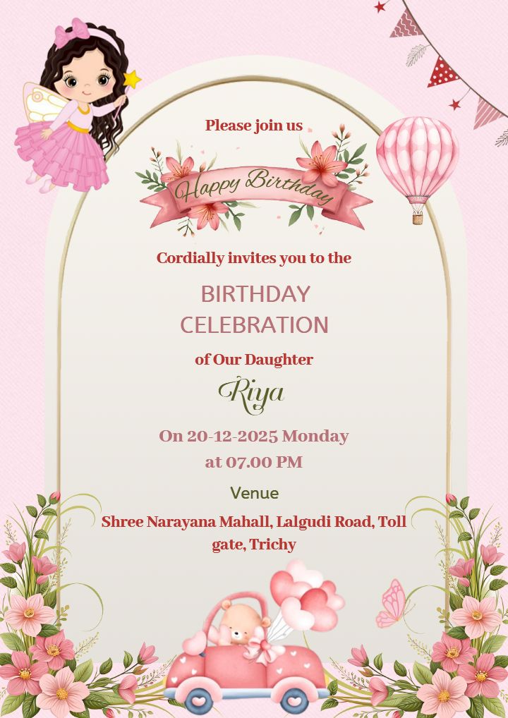 Charming Fairy Theme Birthday Invitations for Girls