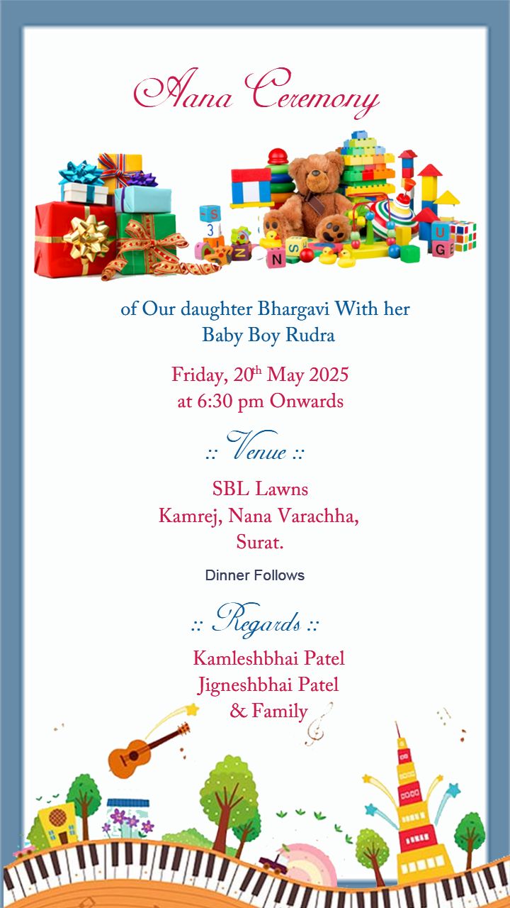 Baby Aana Ceremony Card Templates with Toys Theme