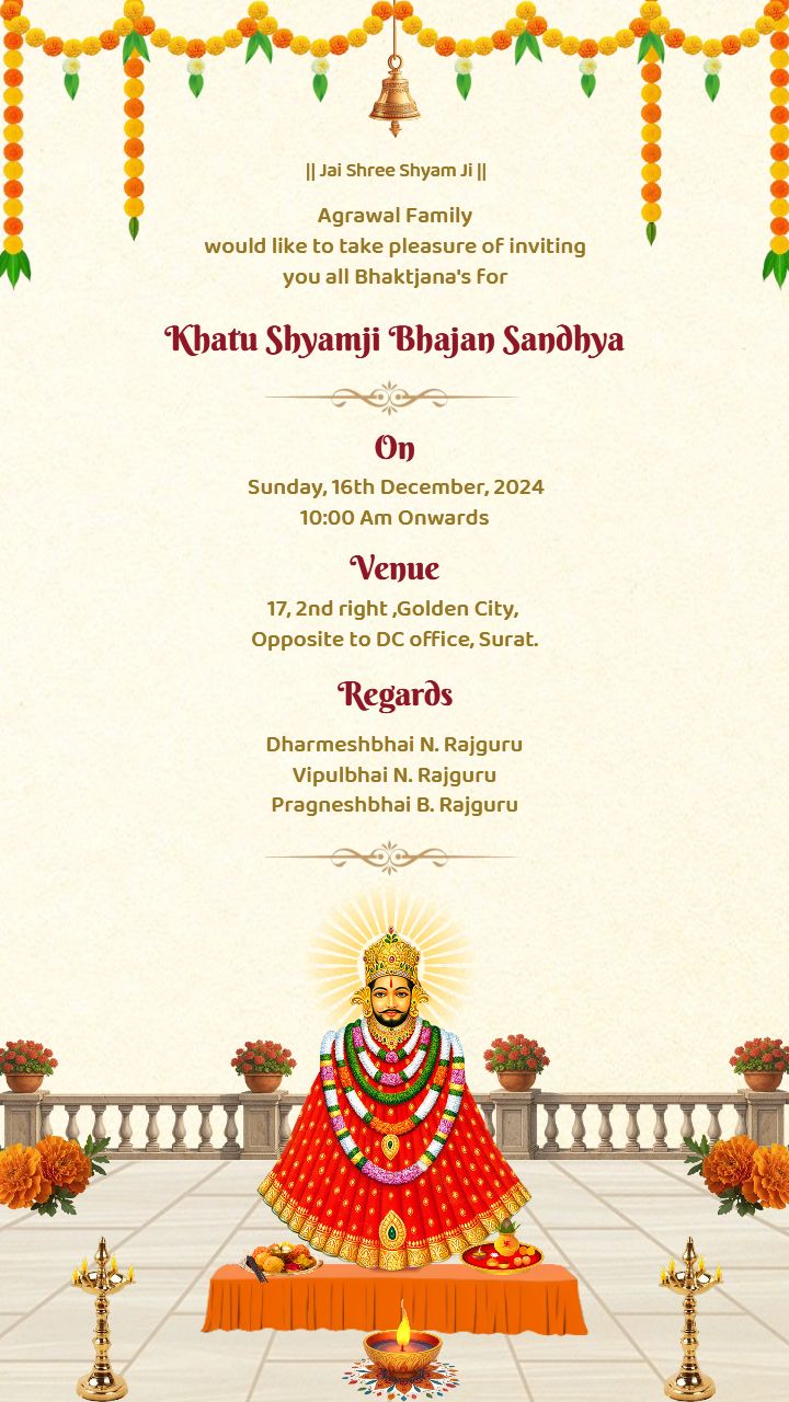 Shyam Baba Bhajan Sandhya Invitation Card Template