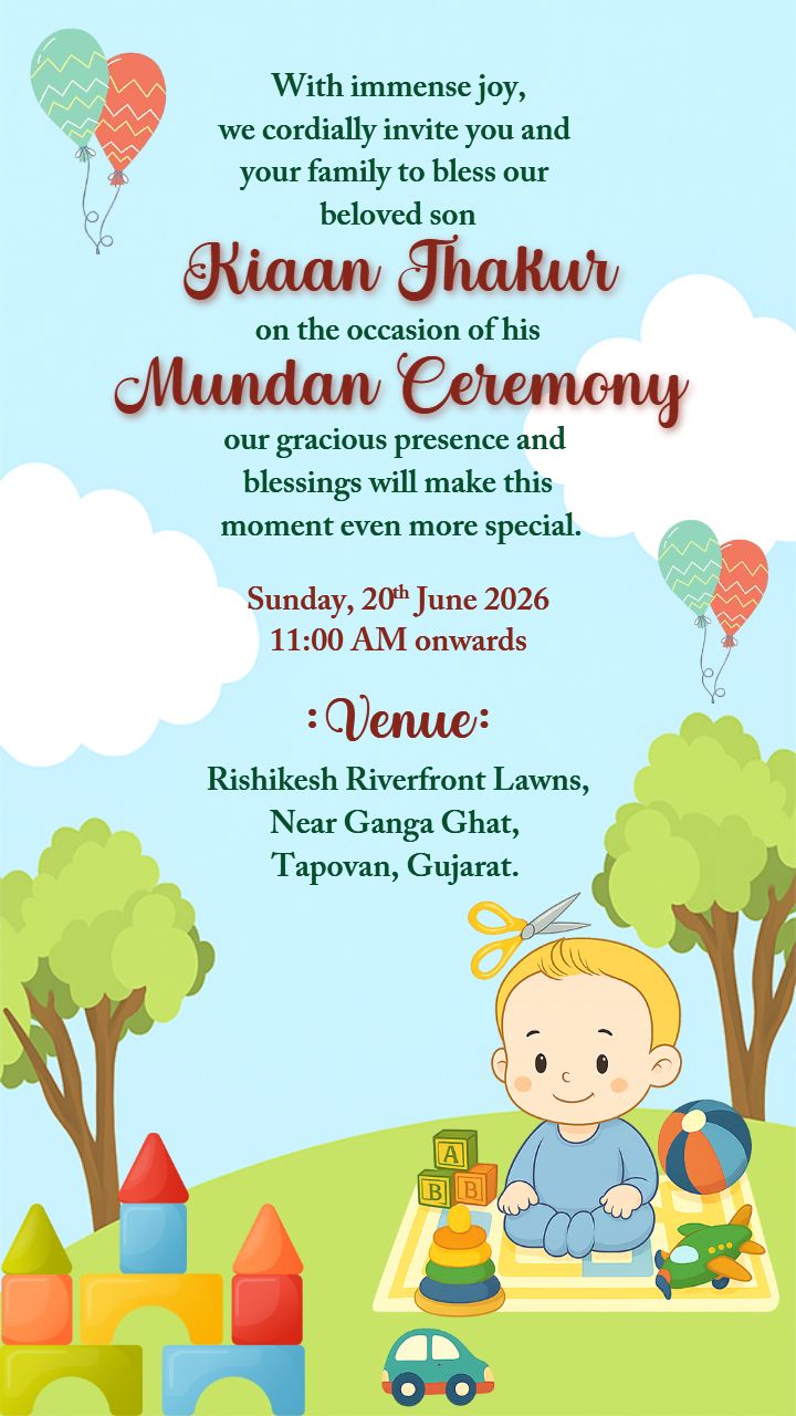 Beautiful Kesha Kandana Invitation Card in English