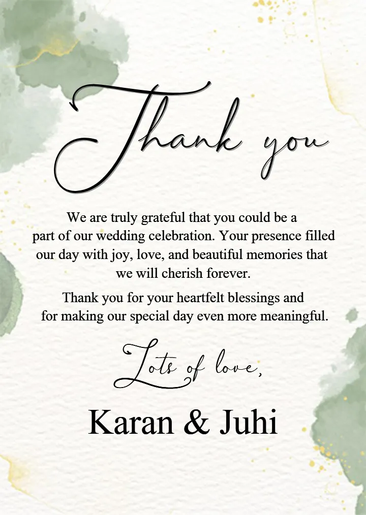Thanks Message for Marriage Invitation Templates Online
