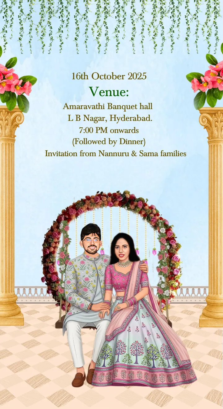 Engagement Invitation Design With Elegant Leafy Theme