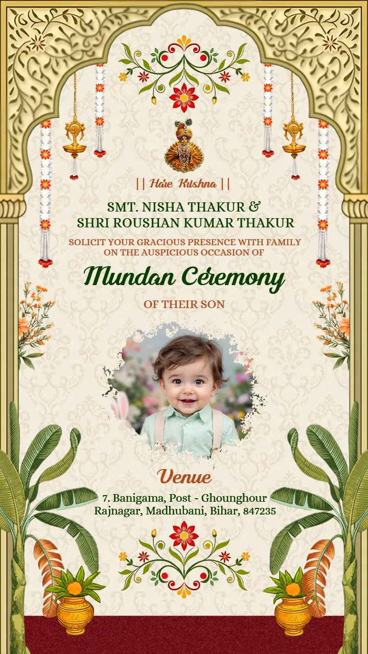 Mundan Ceremony Invitation with Divine Ganesha Blessings