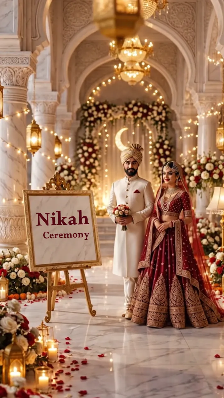 3D Muslim Wedding Invitation Video with Crescent Moon Arch