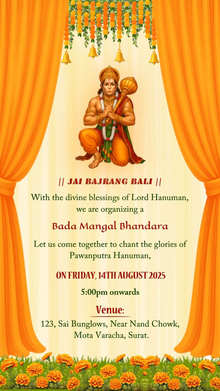 Bada Mangal Bhandara Invitation Card Online Editable