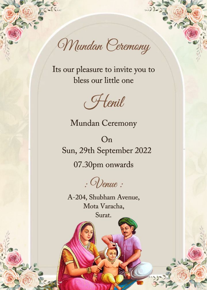 Digital Mundan Invite Template for WhatsApp