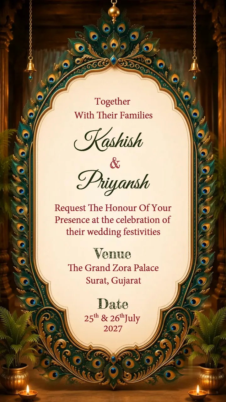 3D Wedding Invitation Video with Peacock Palace Design