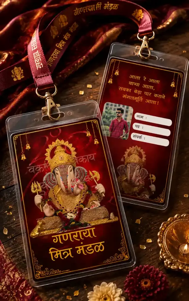 Ganpati ID Card Design Editable for Mandal Members and Teams