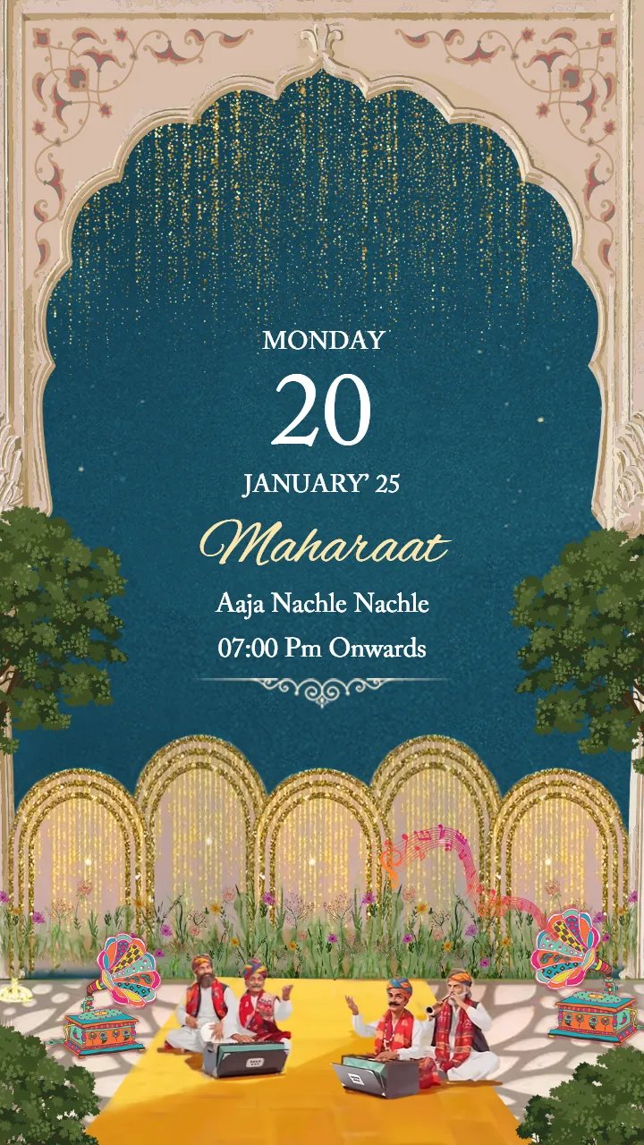 wedding invitation video featuring Udaipur-style decor