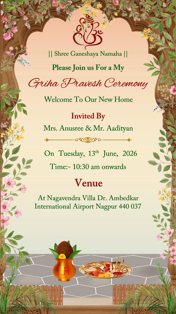 Griha Pravesh Invitation Card In English Editable Free
