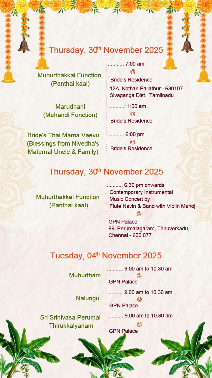 Spiritual Wedding Invitation Card with Muhurtham Details