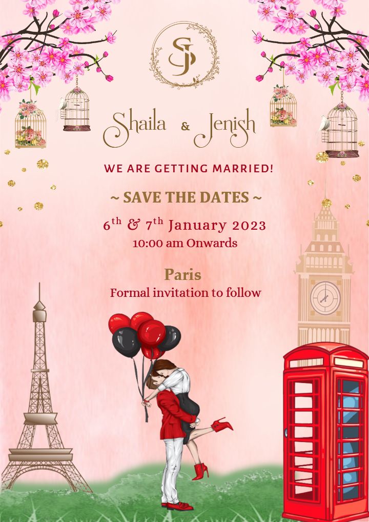 Romantic Paris Save the Date Card for Wedding