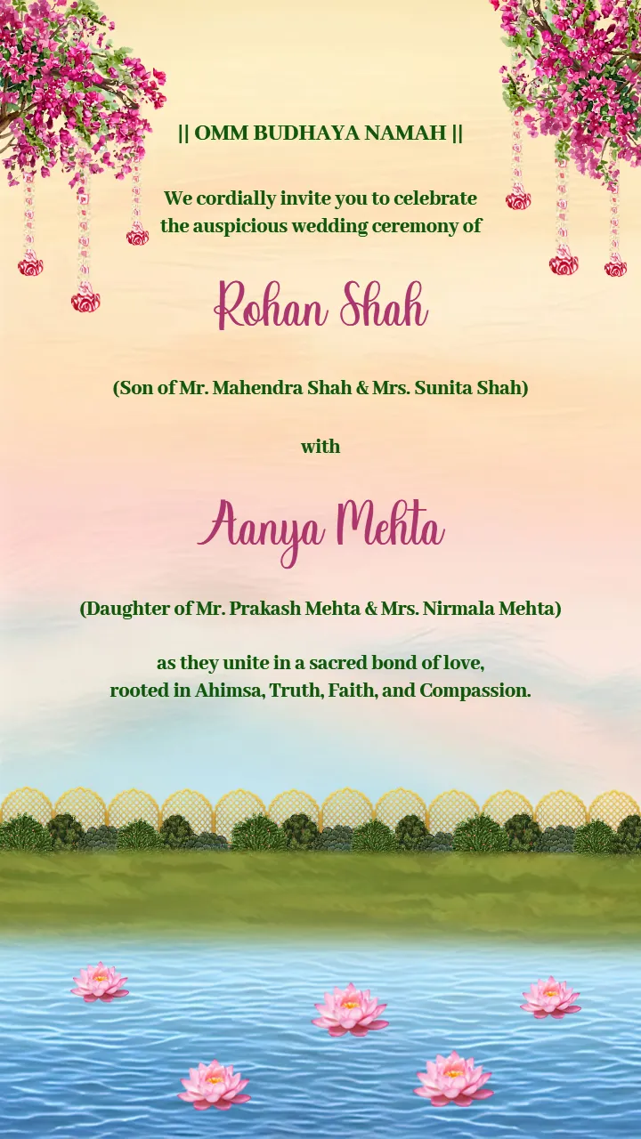 Buddhist Wedding Invitation Video Lotus and Nature Theme