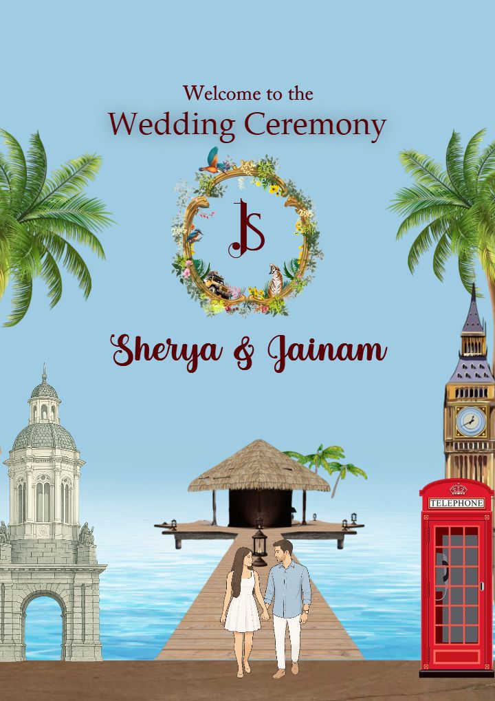 Tropical Wedding Welcome Board for Destination Events