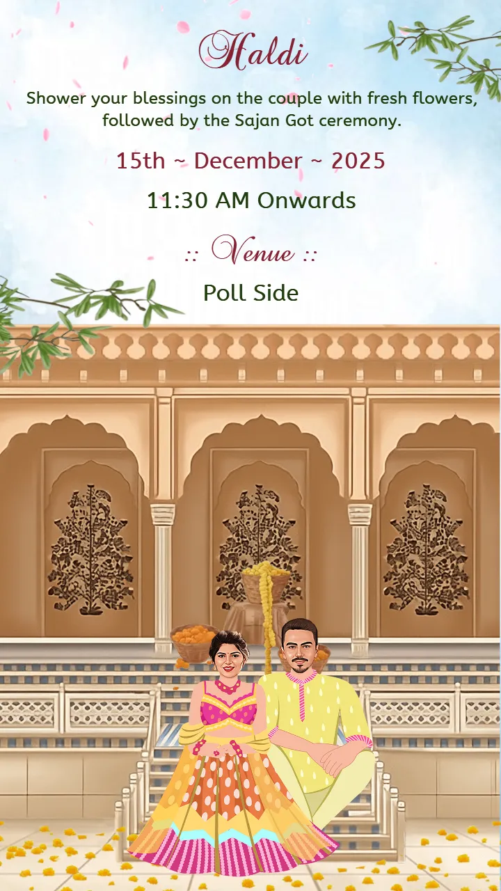 wedding invitation video with royal peacock art theme