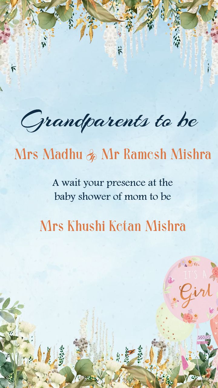 Greenery Baby Shower Invitation Card With Blooms Design
