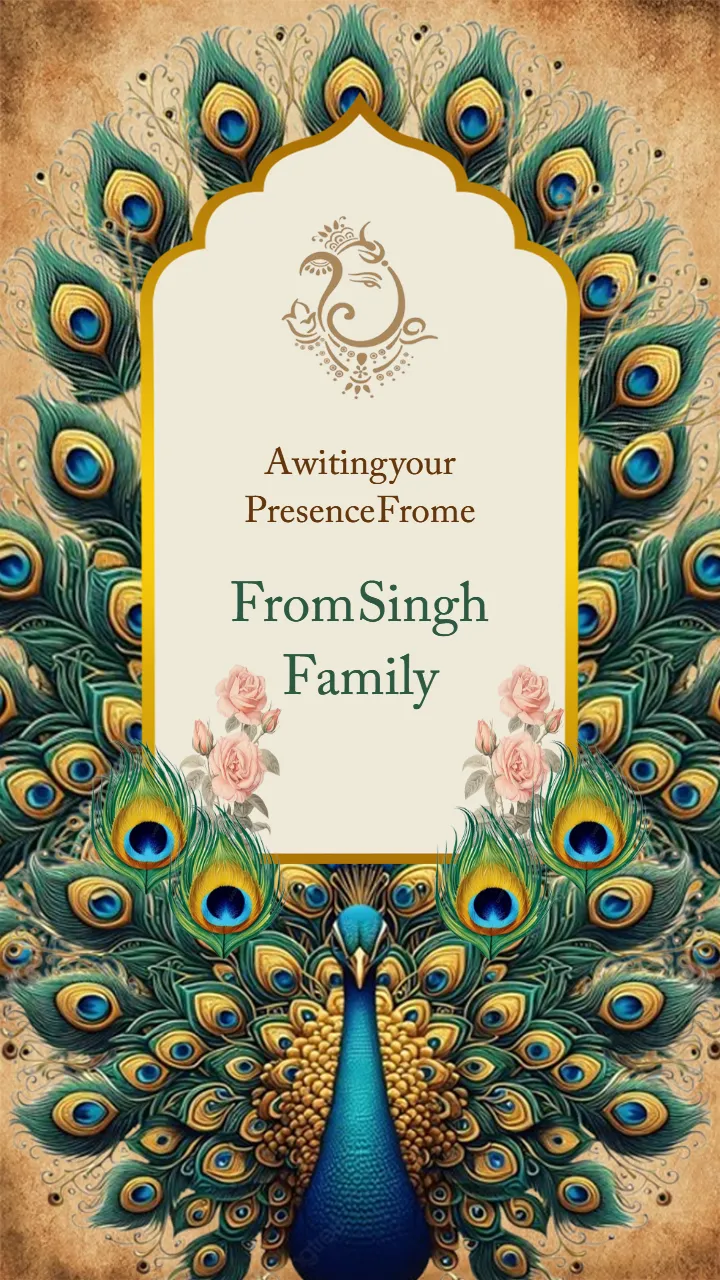 Luxury Peacock Theme Wedding Invitation Video Template