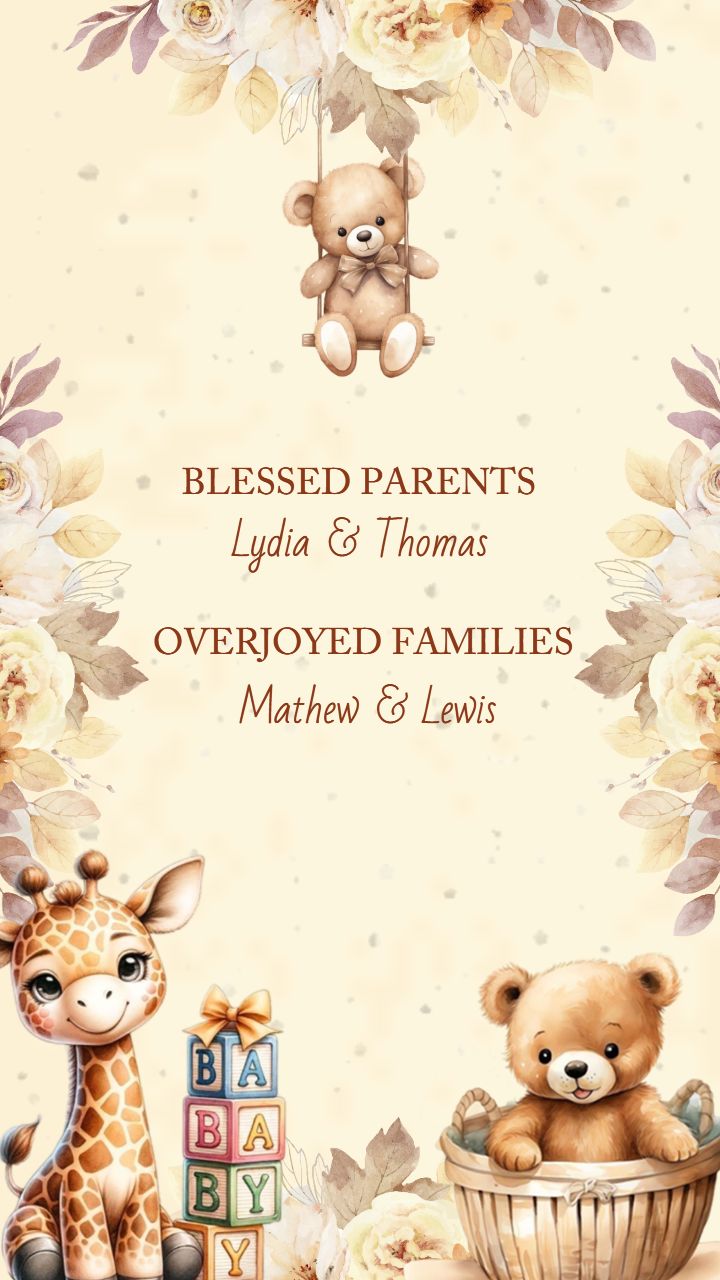 Baby Boy Announcement Animation Video with Cute Animals