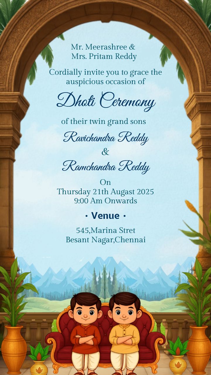 Printable Dhoti Ceremony for Boys Invitation Design