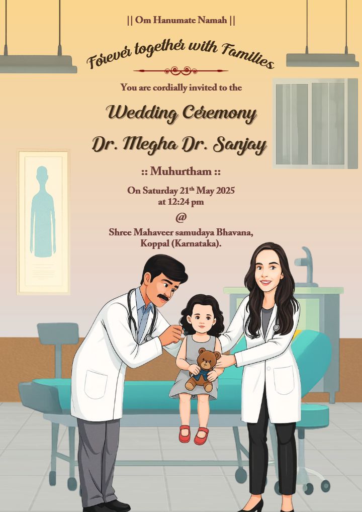 Beautiful Doctor Couple Wedding Invitation Cards Desigb