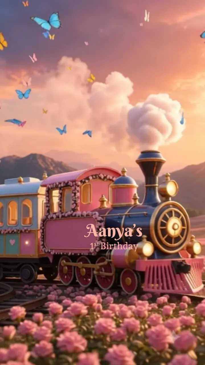 3D Birthday Invitation Video with Royal Train Theme