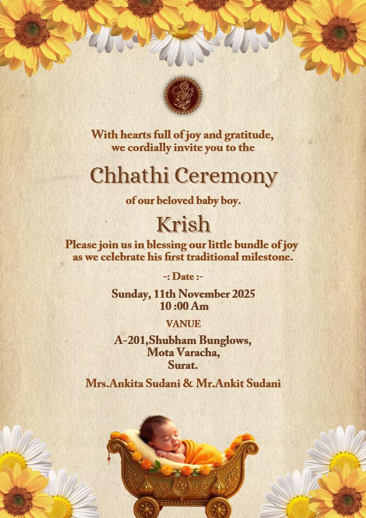Chhathi Invitation Card Template with Sunflower Theme