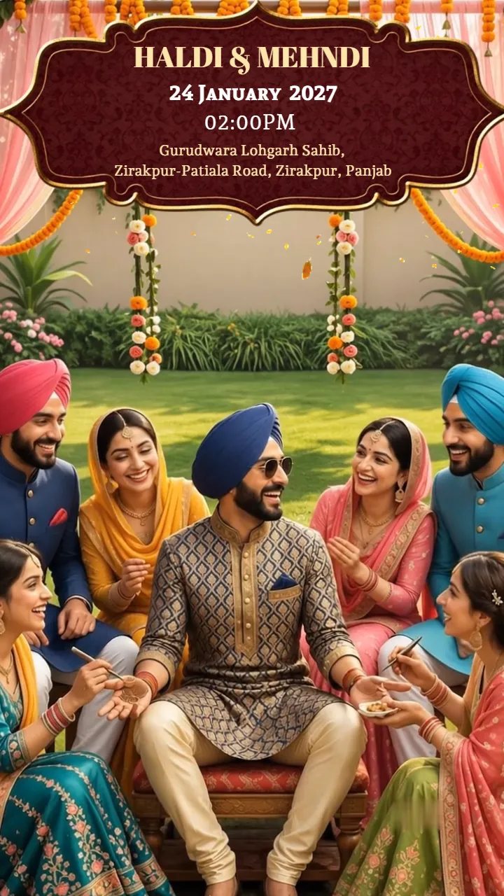 Punjabi Wedding Invitation Video in Maroon and Gold Theme