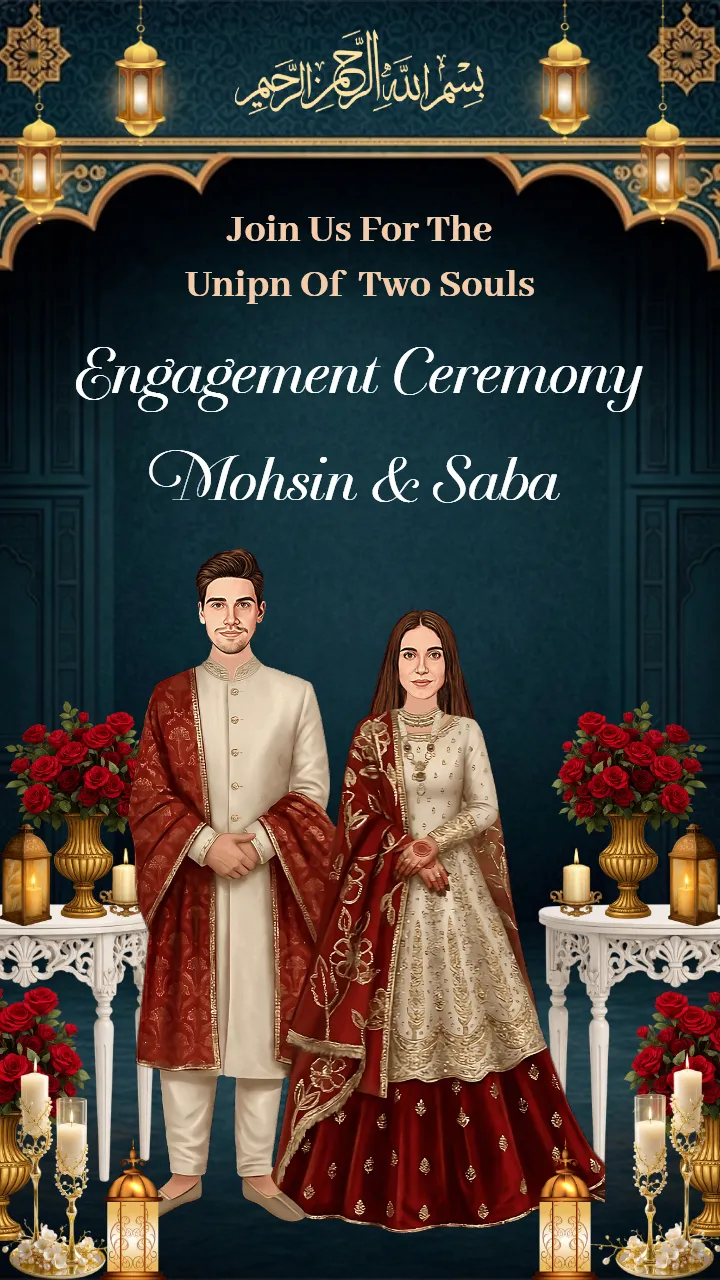 Muslim Engagement Invitation Video Lantern Decor Design