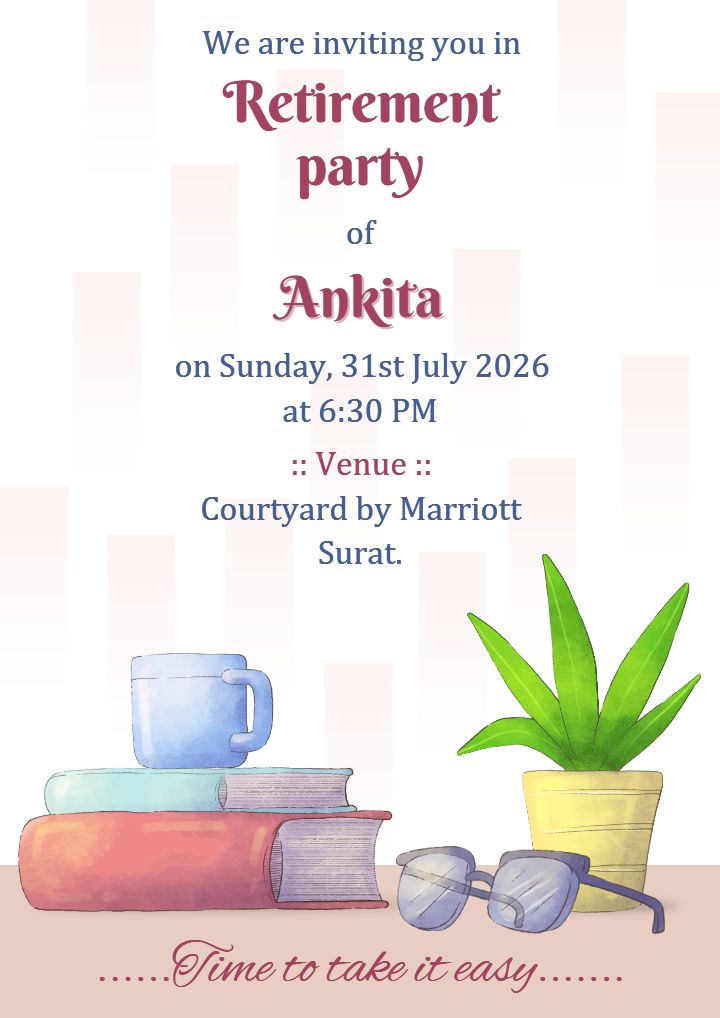 Simple Retirement Party Invitation Card Design In English
