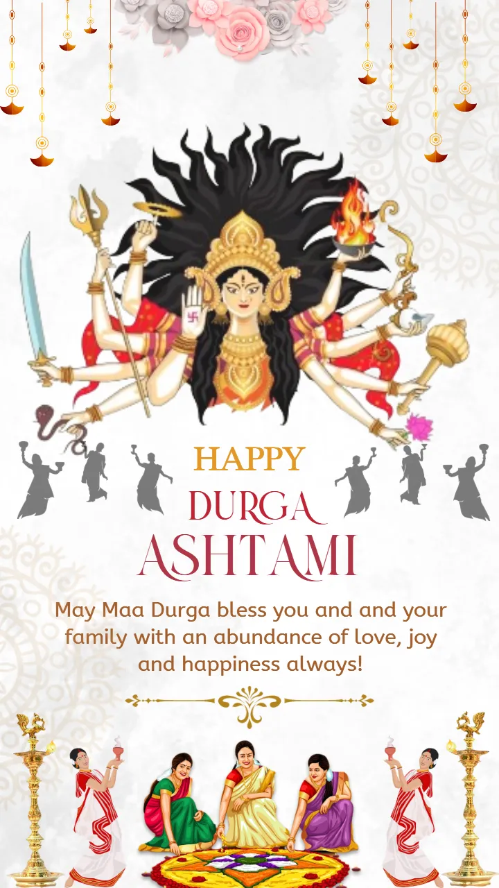 Durga Ashtami pic with Devotional Quotes in English Language