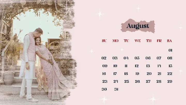 Calender Template For Romantic Couple Photo Memories
