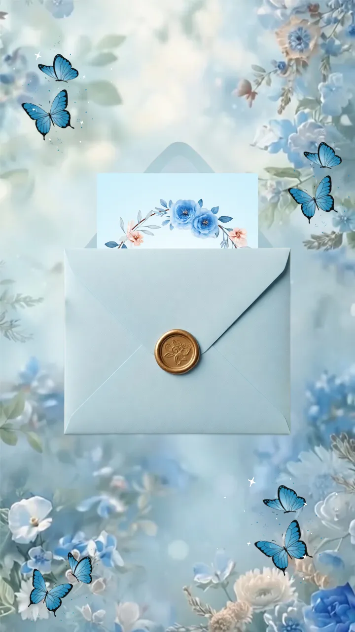 Birthday Invitation VIdeo for Blue Butterfly Floral Theme