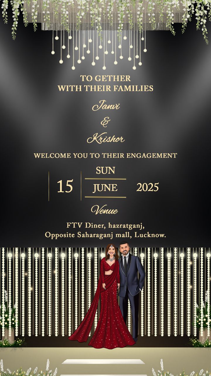 Chandelier Inspired Engagement Invitation with Elegant Lighting