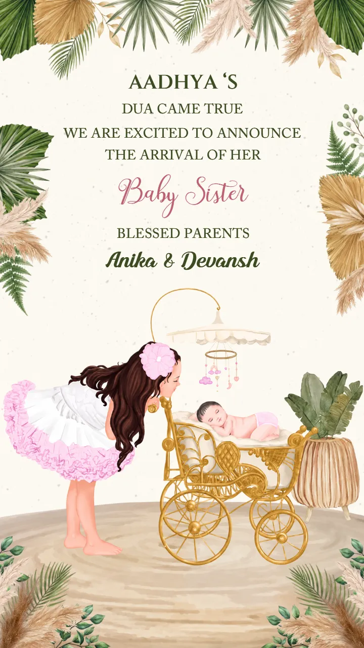 Baby Girl Announcement Video Template for Precious Moments