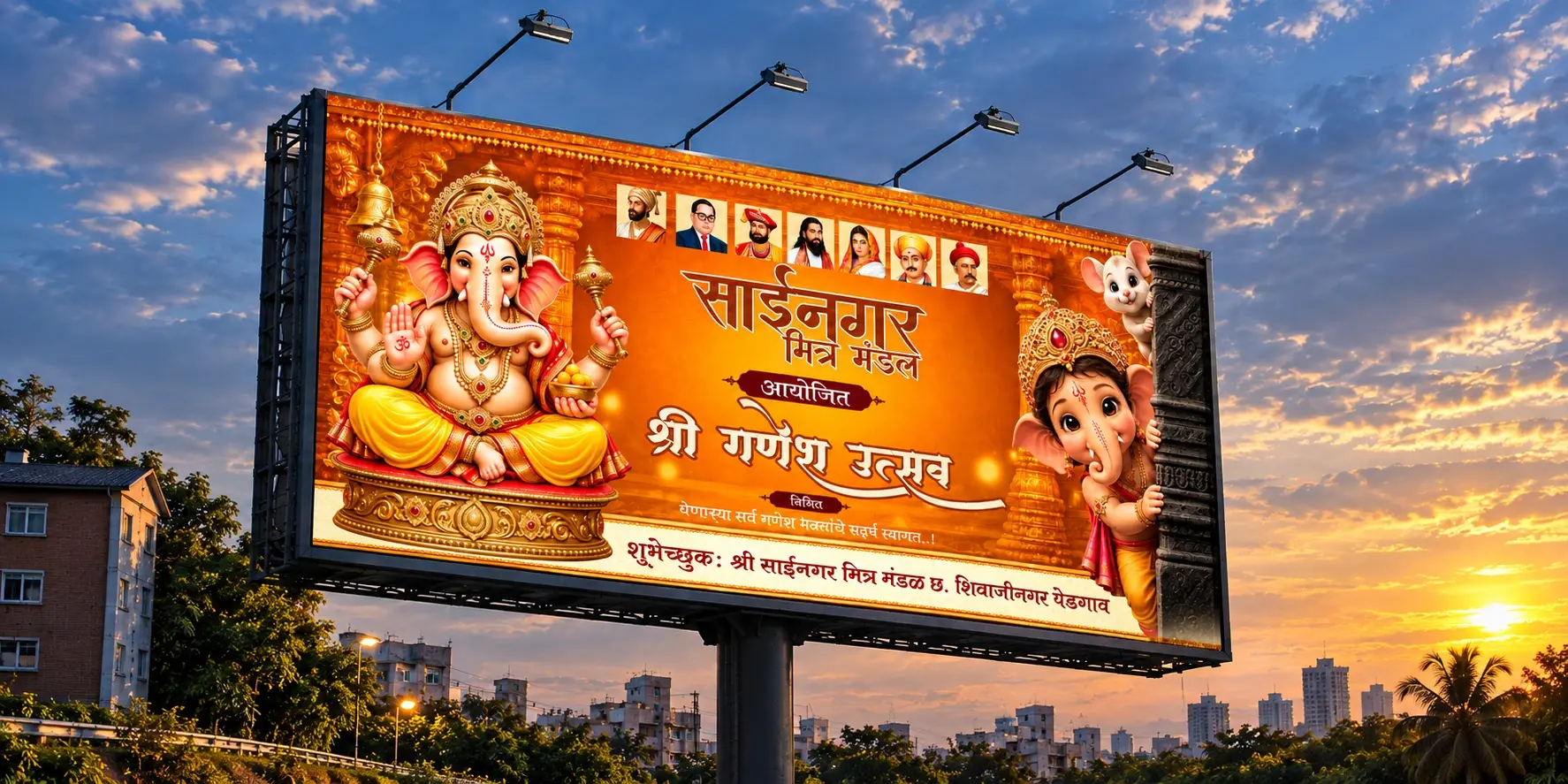 Ganpati Flex Hoarding Design with Traditional Ganpati design