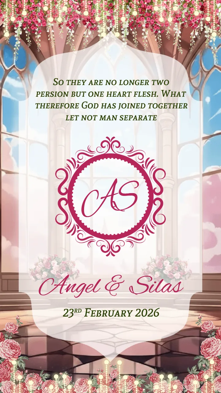 Christian Wedding Invitation Video with Floral Church Art